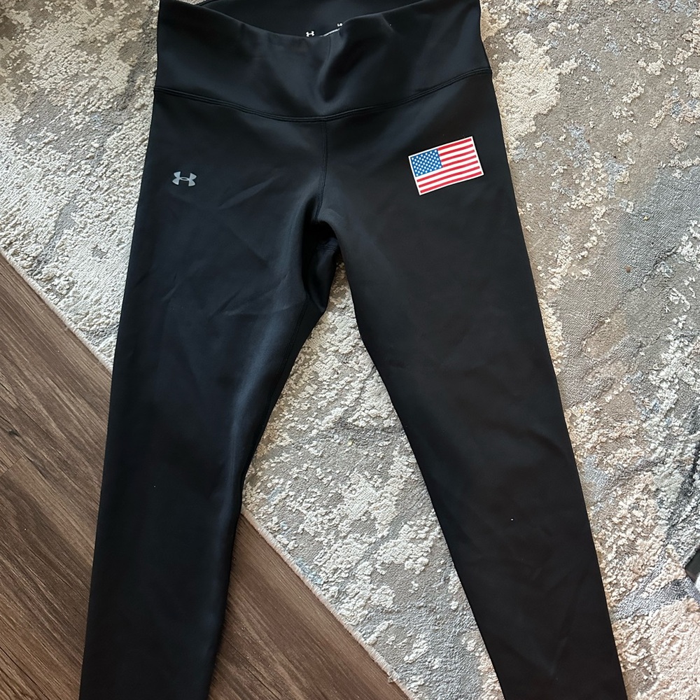 Under Armour Black Compression Leggings with American Flag